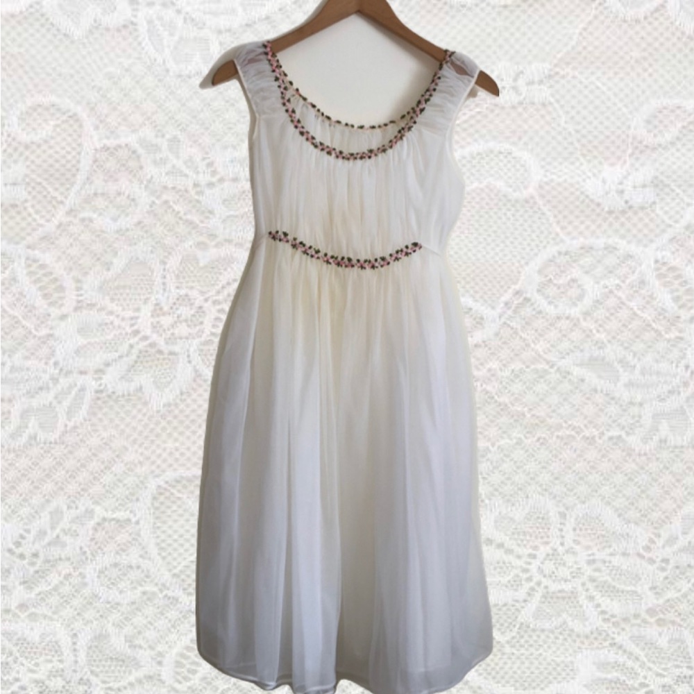 Vintage 60s Sheer Nightgown with Floral Detailing